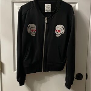 Black Skull Heart Bomber sweatshirt